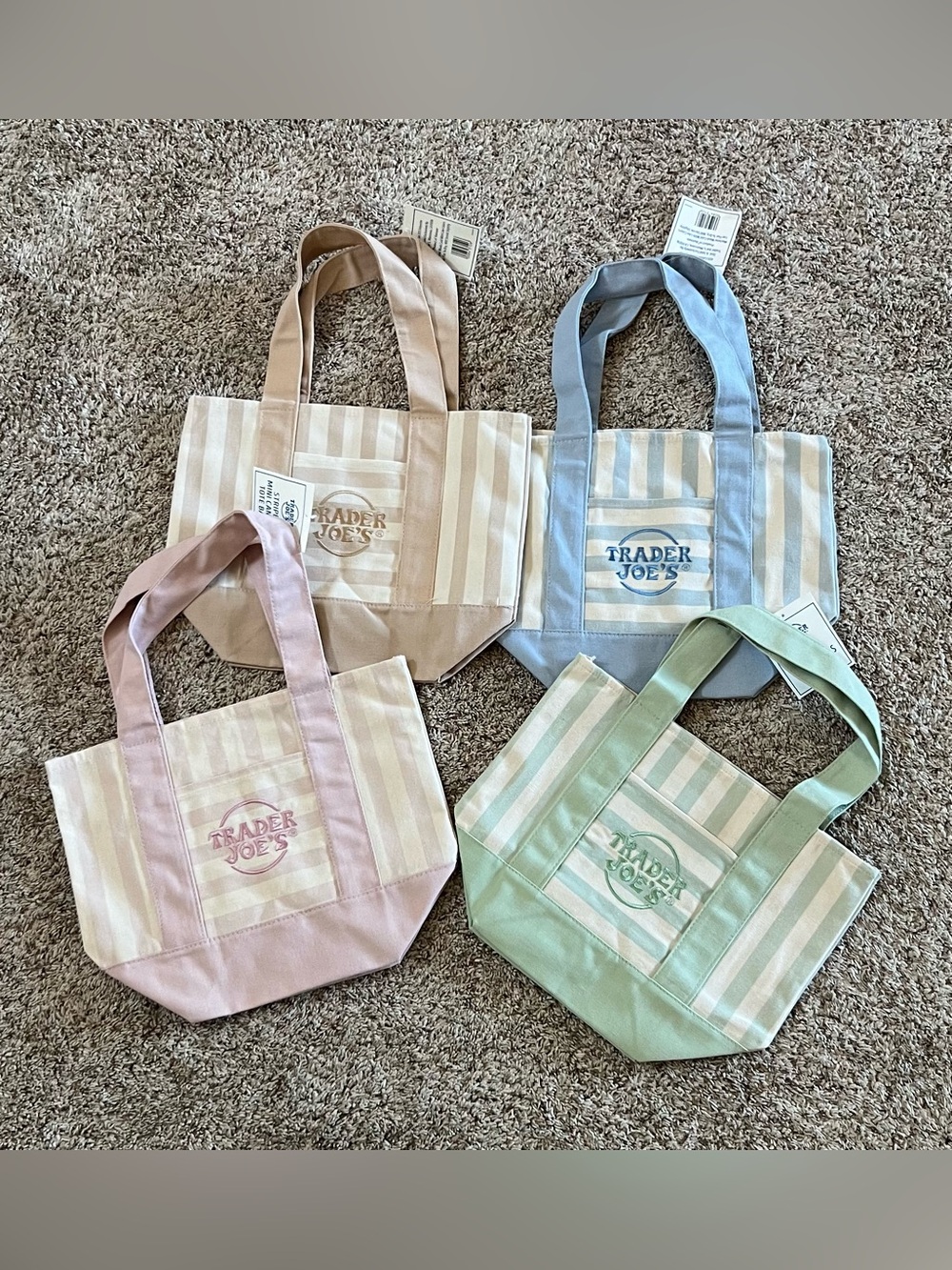 Trader Joe’s striped mini tote bags set